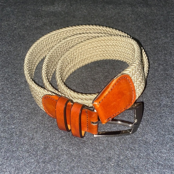 MagnanniXL Men's Tan and Brown leather Woven Belt